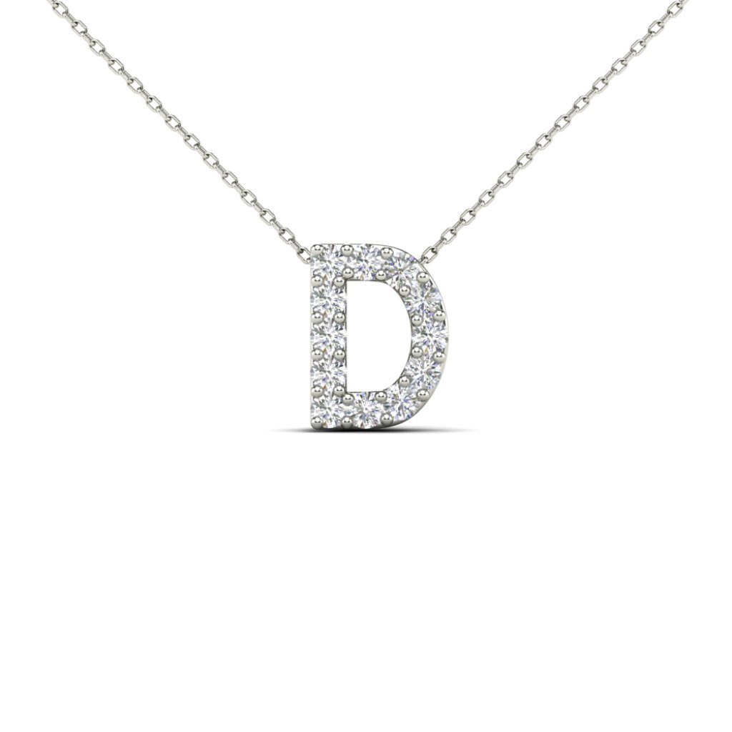 Real Diamond Initial D Pendant Necklace In 14k Yellow White Gold 325$